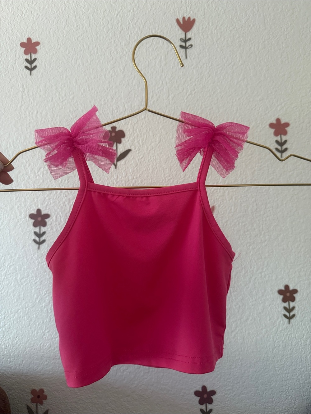 Hot Pink Tulle Bow Tank Top